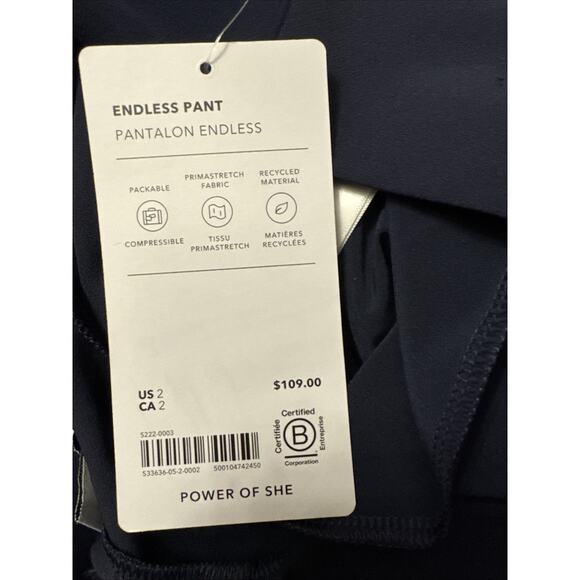 Athleta Endless Pant Navy Blue Size 2 City Casual Travel Fall 2023 New NWT - Picture 6 of 7